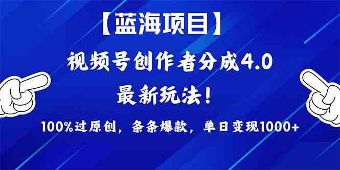 （9777期）2024蓝海项目视频号，最新方法， 100%过原创，条条爆款，单日变现1K+，…-翻身站