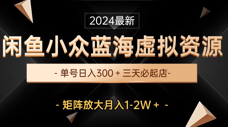 （10336期）最新闲鱼小众蓝海虚拟资源，单号日入300＋，三天必起店，矩阵放大月入1-2W-翻身站