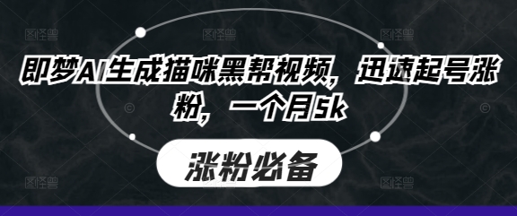 即梦AI生成猫咪黑帮视频，迅速起号涨粉，一个月5k-翻身站