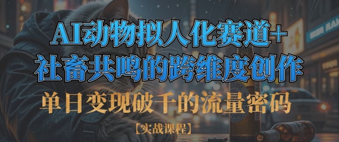 单日变现破千的流量密码，AI动物拟人化赛道+社畜共鸣的跨维度创作-翻身站