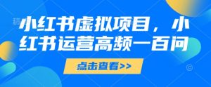 小红书虚拟项目，小红书运营高频一百问【文档】-翻身站