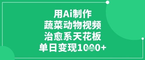 用Ai制作蔬菜动物视频，治愈系天花板，单日变现1k-翻身站