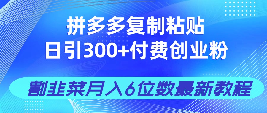拼多多复制粘贴日引300+付费创业粉，割韭菜月入6位数最新教程！-翻身站