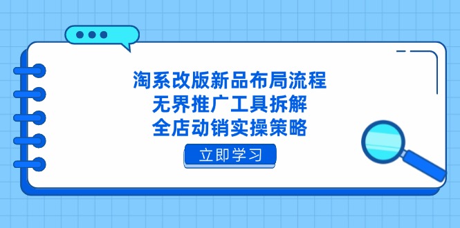 淘系改版新品布局流程，无界推广工具拆解，全店动销实操策略-翻身站