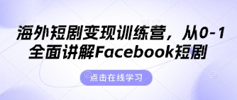 海外短剧变现训练营，从0-1全面讲解Facebook短剧-翻身站