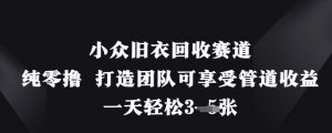 小众旧衣回收赛道，纯零撸 打造团队可享受管道收益，一天轻松3张-翻身站