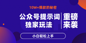 公众号提示词玩法，10W+爆文最简单快速的方法，小白轻松上手-翻身站
