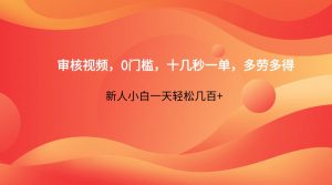 审核视频，0门槛，十几秒一单，多劳多得，新人小白一天轻松几百+-翻身站