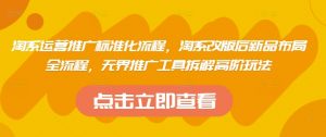 淘系运营推广标准化流程，​淘系改版后新品布局全流程，无界推广工具拆解高阶玩法-翻身站