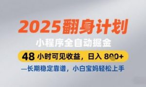 2025小程序全自动掘金，48 小时可见收益，日入8张，长期稳定靠谱，小白宝妈轻松上手【揭秘】-翻身站