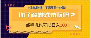 游戏试玩，一部手机就可以日入300+，纯0撸项目，不需要花任何一分钱，...-翻身站