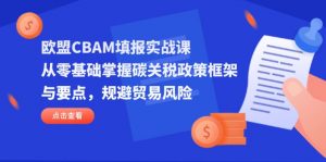欧盟CBAM填报实战课，从零基础掌握碳关税政策框架与要点，规避贸易风险-翻身站