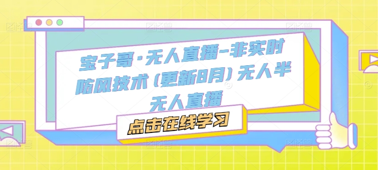 宝子哥·无人直播-非实时防风技术(更新25年5月)无人半无人直播-翻身站