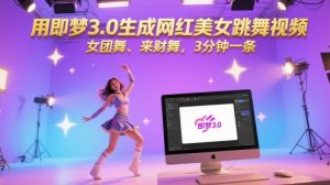 用即梦3.0生成网红美女跳舞视频，女团舞、来财舞，3分钟一条-翻身站