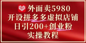 外面卖5980开设拼多多虚拟店铺：单日引流200+创业付费粉实战教程-翻身站