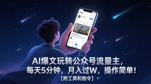 AI爆文玩转公众号流量主，每天5分钟，月入过W，操作简单！【附工具和指令】-翻身站
