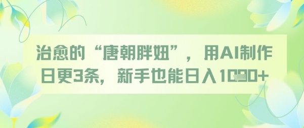 治愈的“唐朝胖妞”，用AI制作日更3条，新手也能日入多张-翻身站