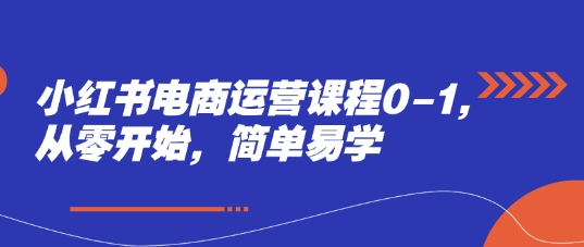 小红书电商运营课程0-1，从零开始，简单易学-翻身站
