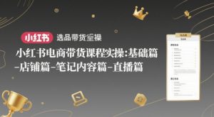 小红书电商带货课程实操：基础篇-选品篇-店铺篇-笔记内容篇-直播篇-翻身站