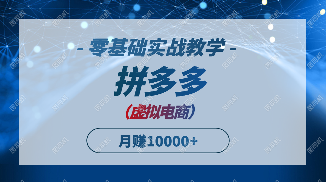 拼多多虚拟电商，零基础实战教学，快速打爆商品，新手也能月入10000+-翻身站