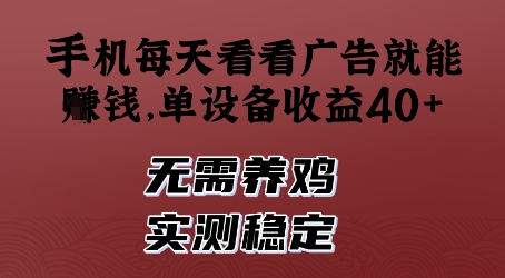 手机每天看看广告就能挣钱，单设备收益40+，无需养鸡，实测稳定【揭秘】-翻身站