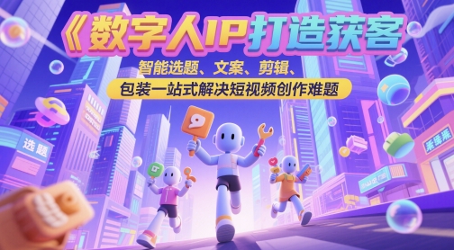 数字人IP打造获客变现实操课，智能选题、文案、剪辑、包装一站式解决短视频创作难题-翻身站