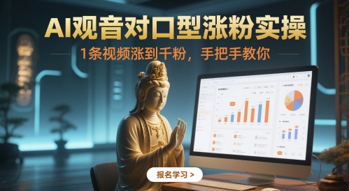 AI观音对口型涨粉实操，1条视频涨到千粉，手把手教你-翻身站
