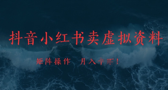 抖音小红书卖虚拟资料，市场需求一直存在，矩阵操作，月入1w+-翻身站