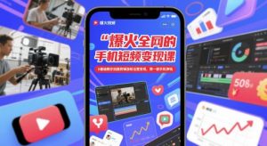 爆火全网的手机短视频变现课，0基础教你拍摄剪辑涨粉运营变现，用一部手机挣钱-翻身站