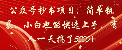 公众号抄书项目，简单粗暴，小白也能快速上手，有人一天搞了1k+-翻身站