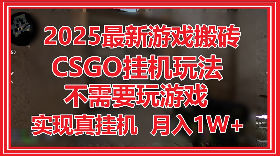 2025最新游戏搬砖，CSGO挂机，不需要玩游戏，实现真挂机，月入1W+-翻身站