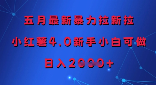 五月最新暴力拉新拉，小红薯4.0新手小白可做，日入多张-翻身站