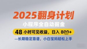 2025翻身计划小程序全自动掘金，48小时可见收益，日入多张+，长期稳定靠谱，小白宝妈轻松上手【揭秘】-翻身站