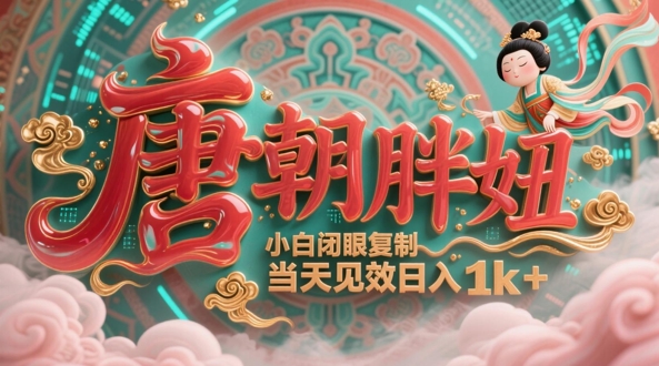 用AI克隆“唐朝胖妞”日更3条，平台疯狂推流，小白闭眼复制，当天见效，日入1k+-翻身站