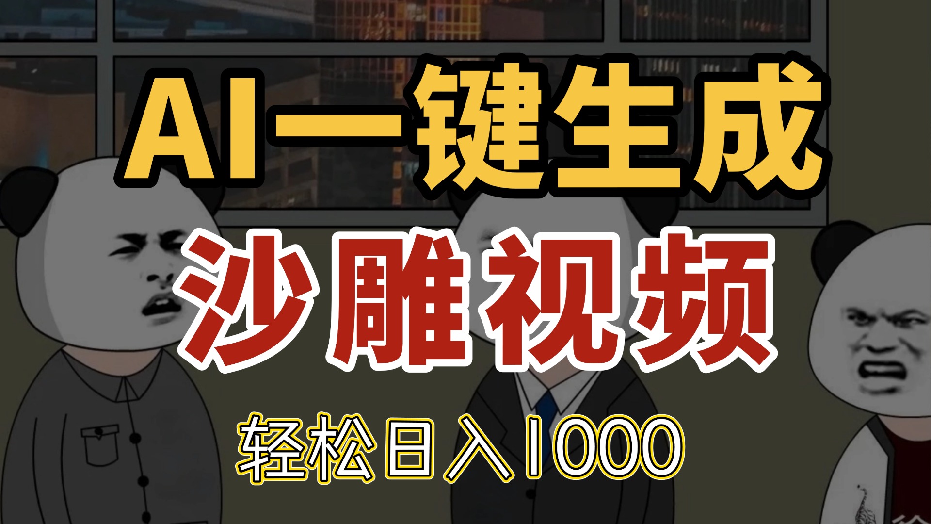 AI一键生成沙雕视频，一条视频千万播放，轻松日入1000-翻身站
