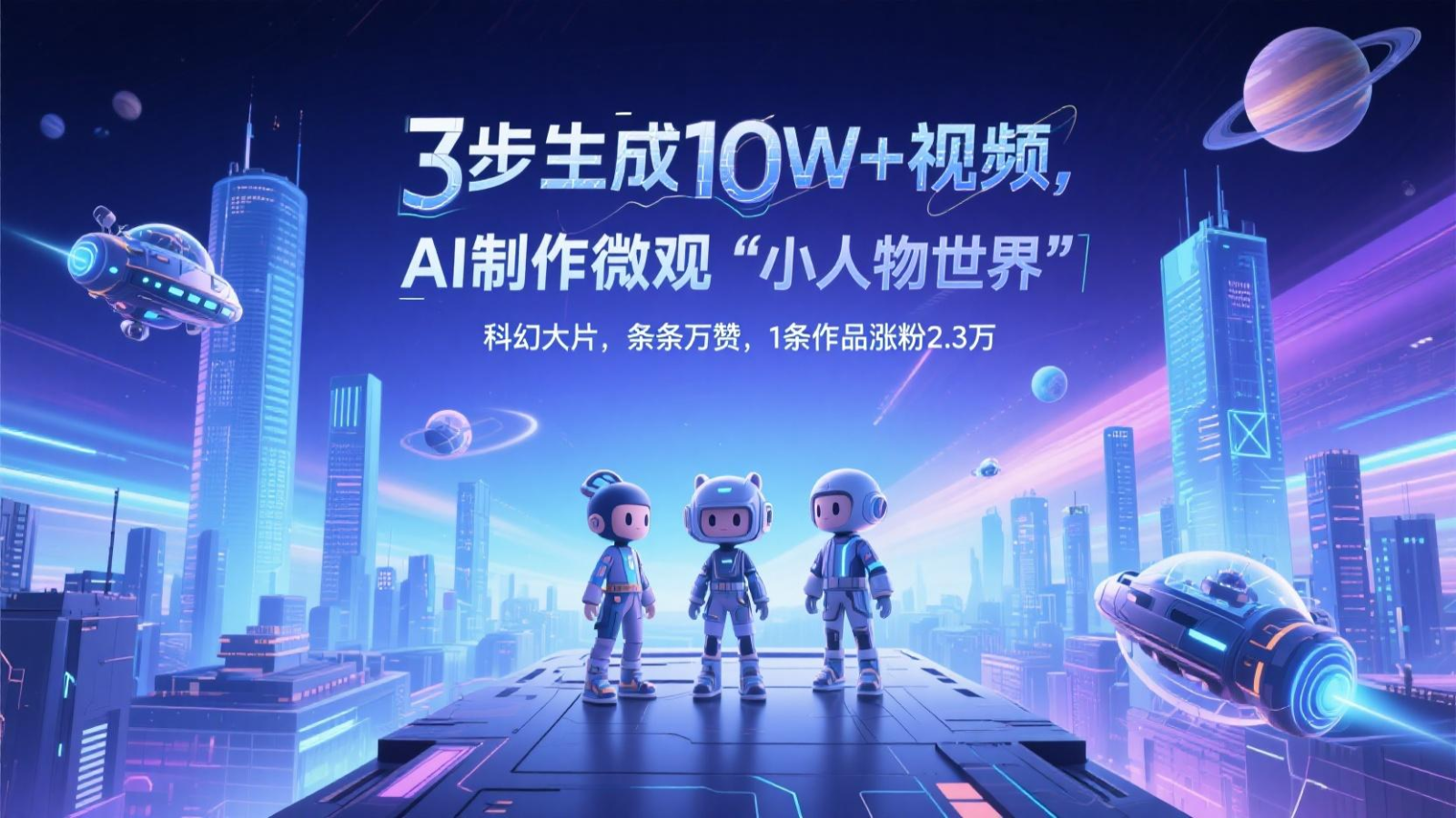 三步生成10W+视频，AI制作微观“小人物世界”科幻大片，条条万赞，1条作品涨粉2.3万-翻身站