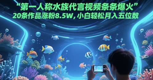 第一人称水族代言视频条条爆火，20条作品涨粉8.5W，小白轻松月入五位数-翻身站