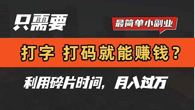 只需要打字，打码，就能赚钱？简单的赚钱小副业，利用碎片时间，月入过万-翻身站