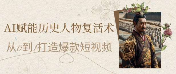 AI赋能历史人物复活术：从0到1打造爆款短视频，7天涨粉10W，小白也能月入过1W-翻身站