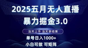 2025五月无人直播暴力掘金3.0，当天上手，当天拿结果，单号日入1k+小白可做可矩阵【揭秘】-翻身站