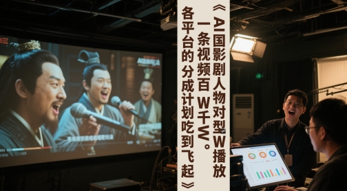 AI三国影视剧人物对口型唱歌玩法，一条视频百W千W播放，各平台的分成计划吃到飞起-翻身站
