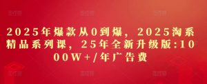 2025年爆款从0到爆，2025淘系精品系列课，25年全新升级版：1000W+1年广告费-翻身站