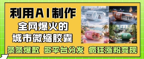 利用AI制作全网爆火的城市微缩胶囊，条条爆款， 多平台分发，疯狂涨粉变现-翻身站