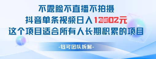 不露脸不直播不拍摄抖音单条视频日入1k+这个项目适合所有人长期积累的项目-翻身站