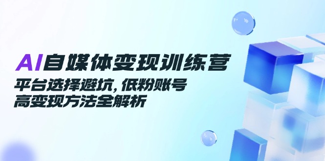 AI自媒体变现训练营，平台选择避坑，低粉账号高变现方法全解析-翻身站