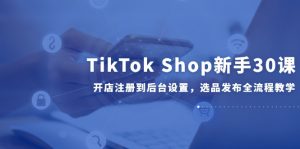 TikTok Shop新手30课，开店注册到后台设置，选品发布全流程教学-翻身站