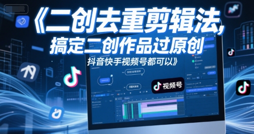 短视频二创去重剪辑法，搞定二创作品过原创，抖音快手视频号都可以-翻身站