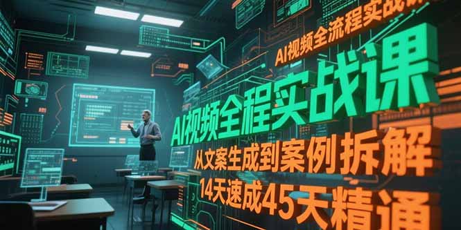 AI视频全流程实战课，从文案生成到案例拆解，14天速成45天精通-翻身站