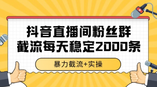 抖音直播间粉丝群暴力截流，一台电脑每天稳定2000条数据【揭秘】-翻身站