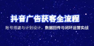 抖音广告获客全流程，账号搭建与计划设计，数据回传与闭环运营实战-翻身站